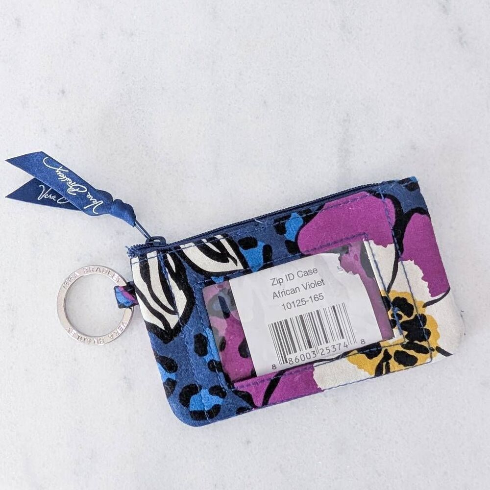 Vera Bradley Zip ID Case in African Violet NWT